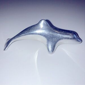 Hoselton Sculpture Signed Dolphin Modernist Art Piece Metal Aluminum Vintage 80s